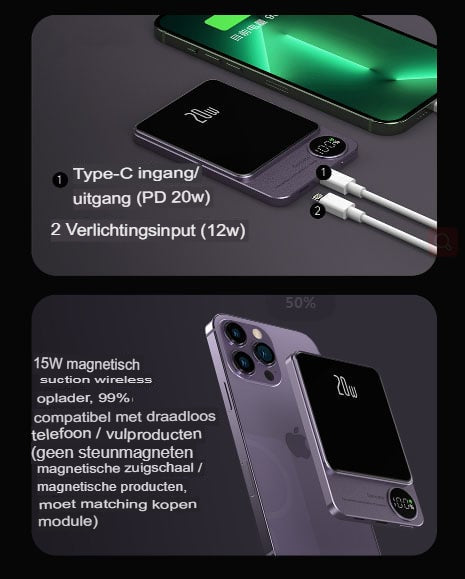 Magnetyczna Powerbank 15W z Ładowaniem