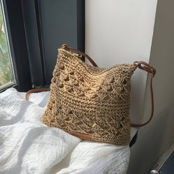 Stylowa Torba Crossbody z Plecionego Papieru i Juty