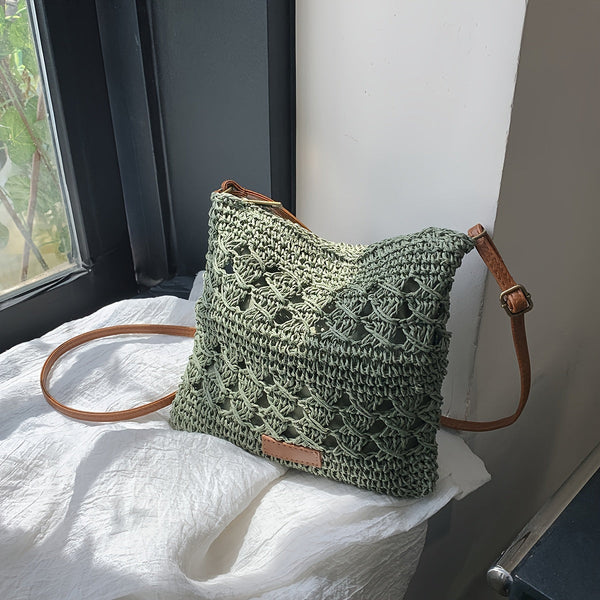 Stylowa Torba Crossbody z Plecionego Papieru i Juty