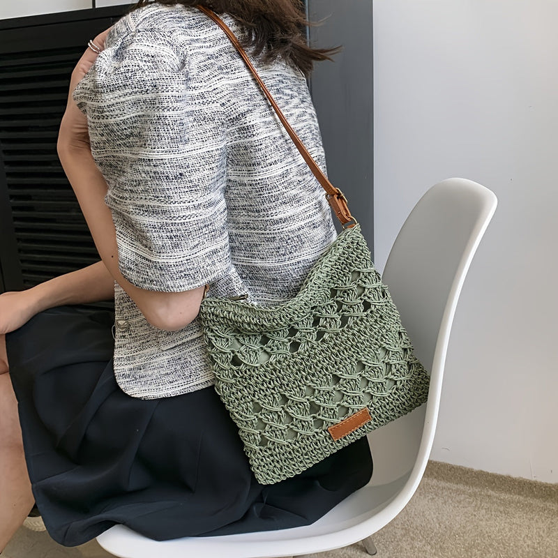 Stylowa Torba Crossbody z Plecionego Papieru i Juty