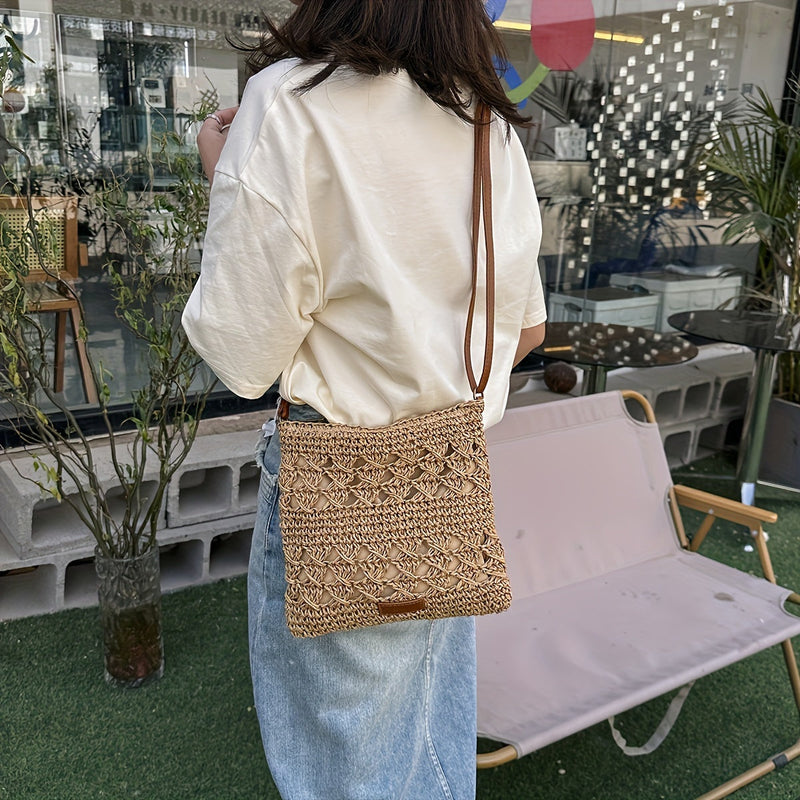 Stylowa Torba Crossbody z Plecionego Papieru i Juty