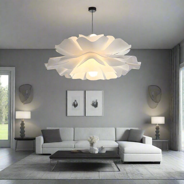 Skandynawska Lampa Sufitowa LED z Kwiatowym Motywem