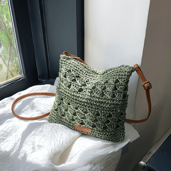 Stylowa Torba Crossbody z Plecionego Papieru i Juty
