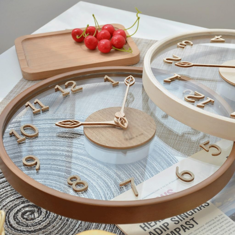 Nowoczesny Zegar Drewniany ze Szklanym Frontem Metron