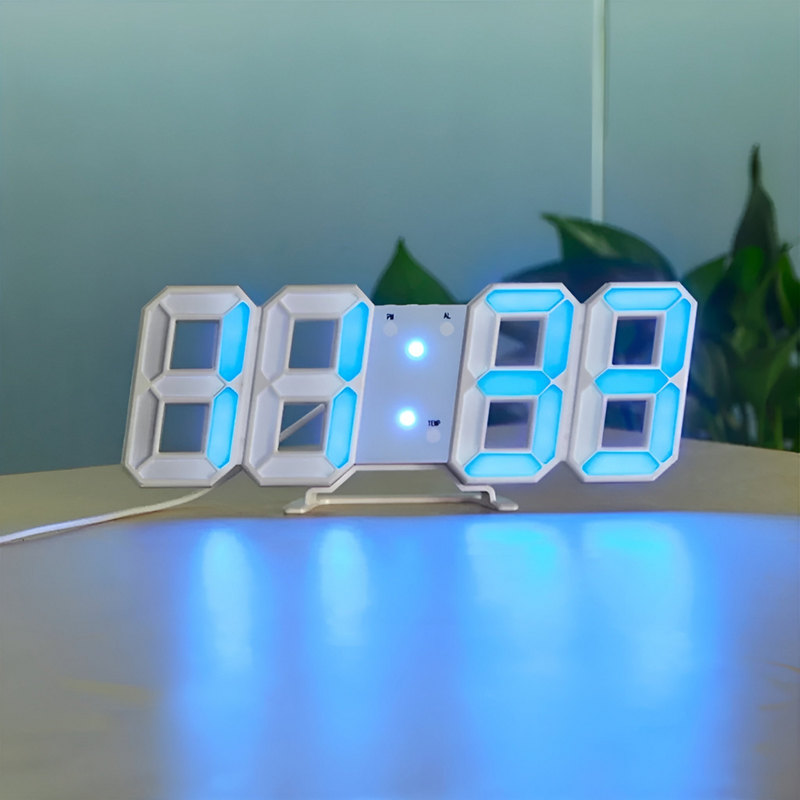 Zegar LED z cyfrowym designem i trójwymiarową głębią