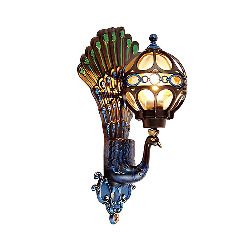 Wodoodporna Retro Lampa Ścienna z Pawiem w Europejskim Stylu