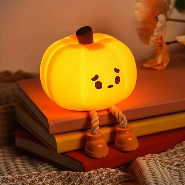 Lampka nocna LED w kształcie dyni, ładowana przez USB