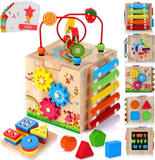Elegancka kostka aktywności Montessori 8 w 1 Rozwój i zabawa malucha