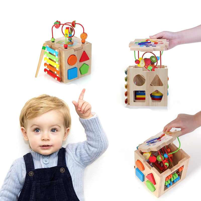 Elegancka kostka aktywności Montessori 8 w 1 Rozwój i zabawa malucha