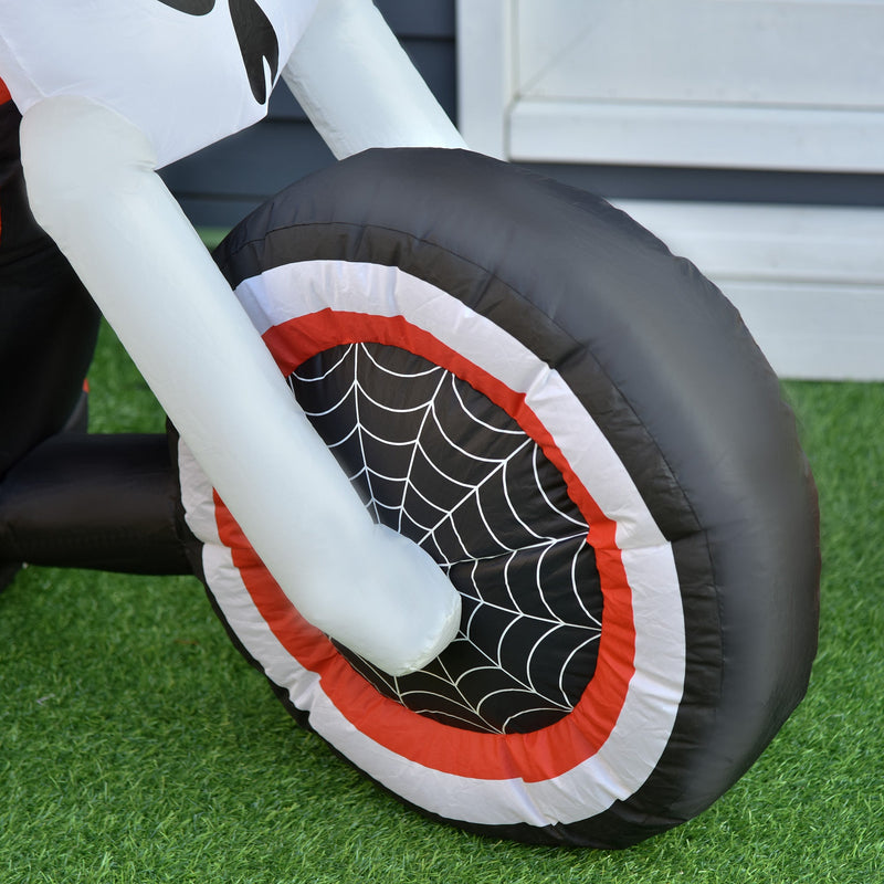 Nadmuchiwany jeździec Halloween — upiorna dekoracja LED z motocyklem (180×55×120 cm)