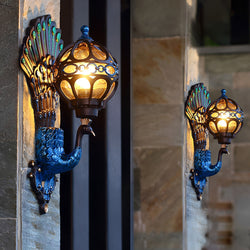Wodoodporna Retro Lampa Ścienna z Pawiem w Europejskim Stylu