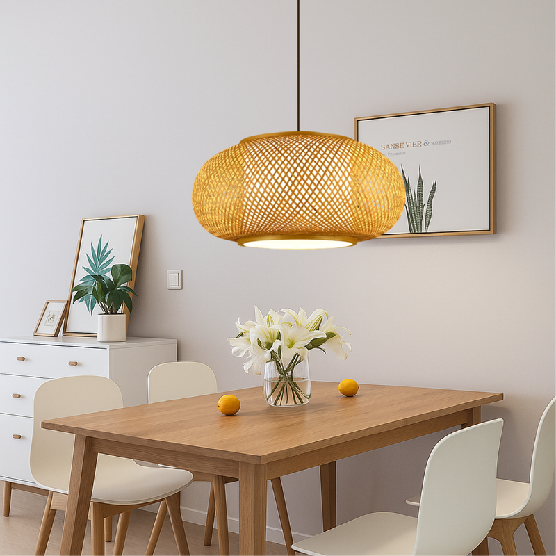 Bambusowa Lampa Wisząca do Salonu z Regulacją Wysokości – Nowoczesne Oświetlenie Nad Stół w Stylu Skandynawskim 5