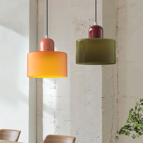 Nowoczesna Lampa z Kolorowego Szkła i Geometryczną Formą