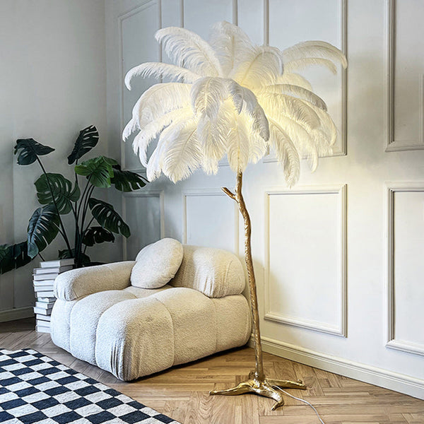 Wysoka lampa z piór, która wnosi luksus do każdego wnętrza!