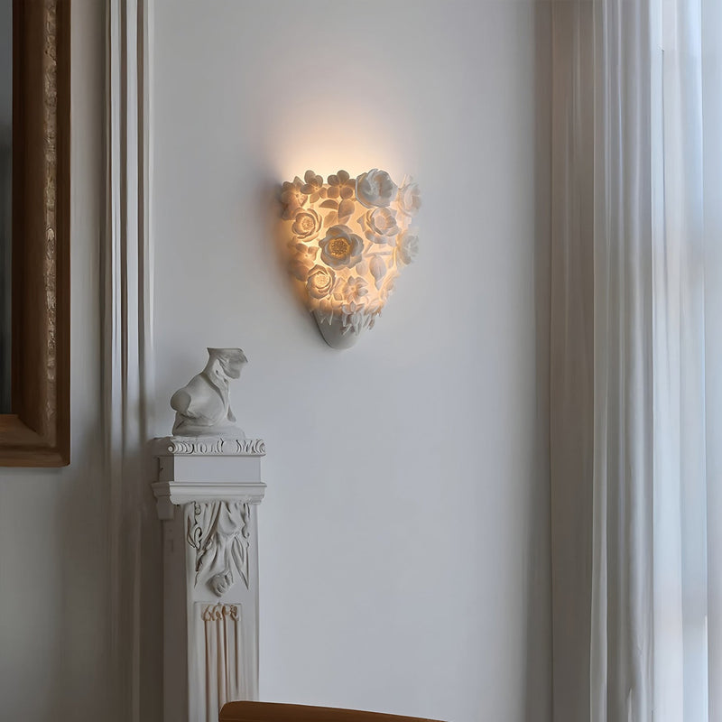 Ceramiczna Lampa Ścienna Kinkiet z Kwiatami, Elegancka Lampka Nocna do Sypialni i Salonu, Ciepłe Światło 3000K, 35 cm 2