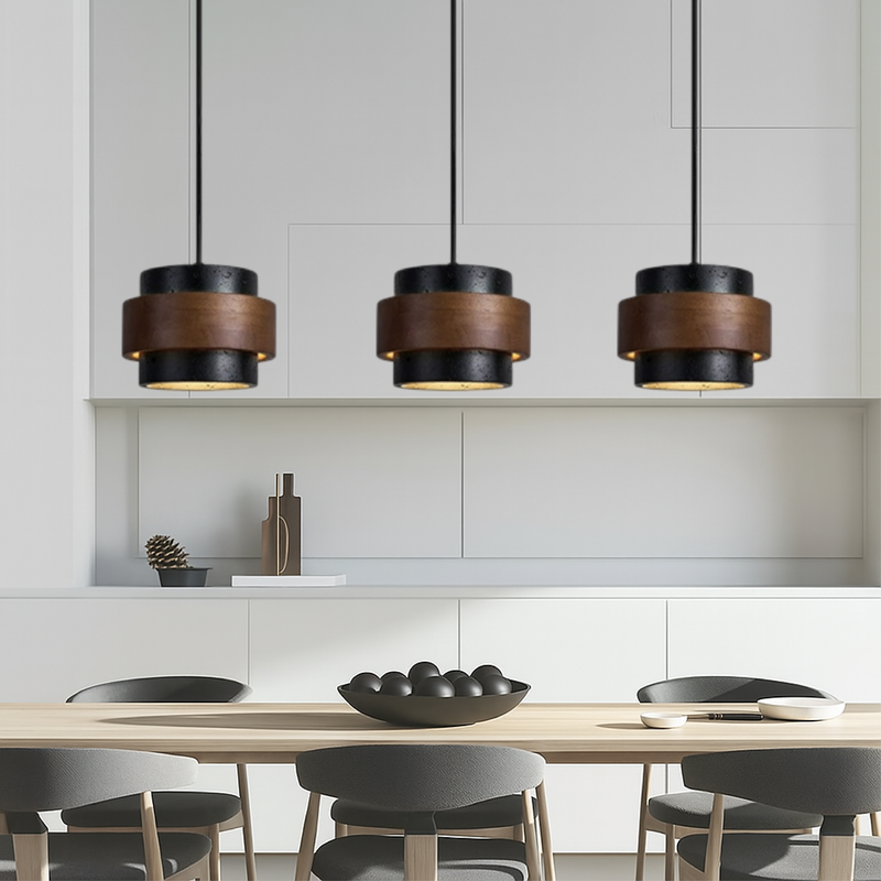 Czarna Lampa Wisząca Trawertynowa z 3 Głów - Nowoczesna Lampa do Salonu i Jadalni, Idealna Nadzór Nad Stół, LED 3