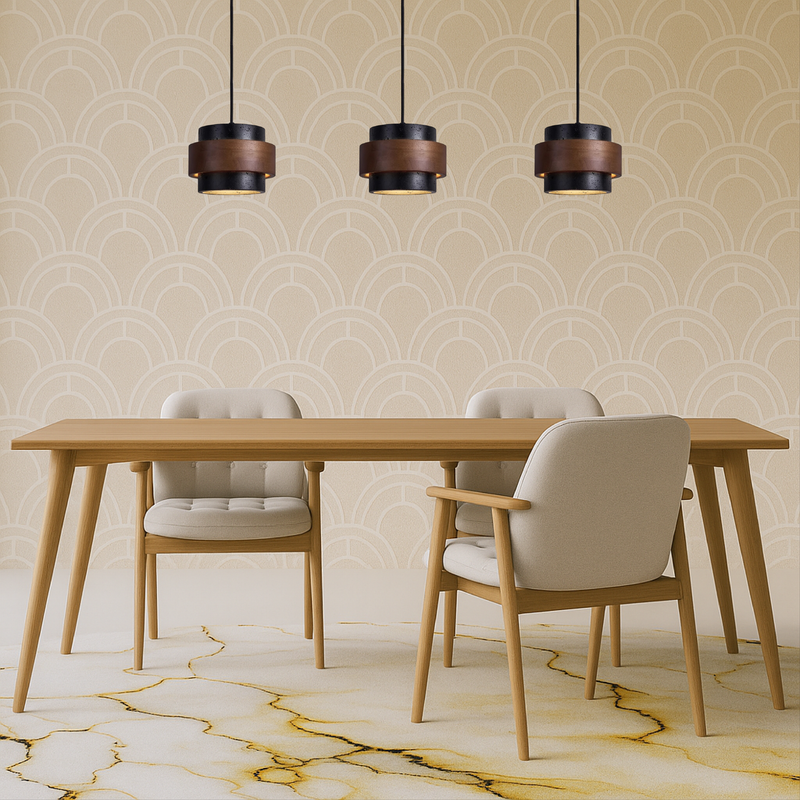 Czarna Lampa Wisząca Trawertynowa z Regulowaną Wysokością – Nowoczesna Lampa do Salonu i Jadalni nad Stół 3