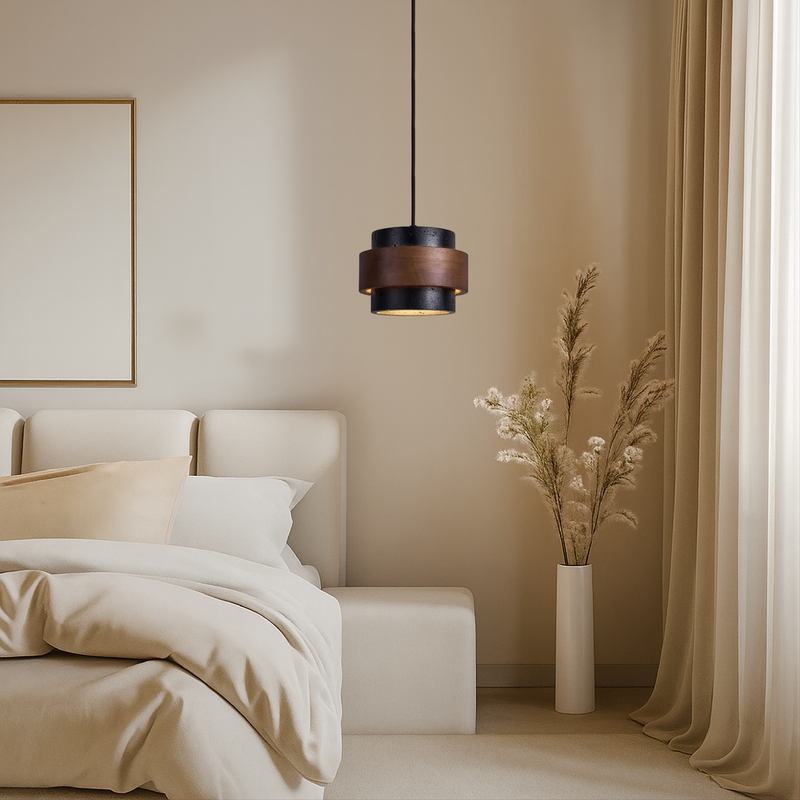 Czarna Lampa Wisząca Trawertynowa z Regulowaną Wysokością – Nowoczesna Lampa do Salonu i Jadalni nad Stół 4