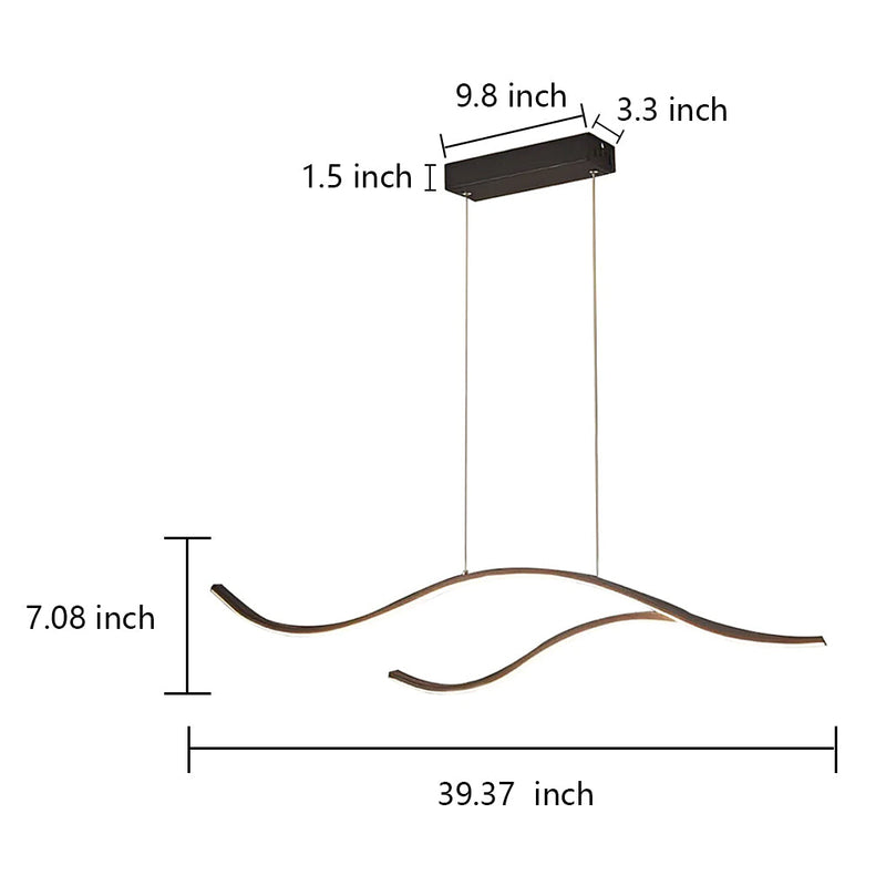 Designerska Lampa Sufitowa LED o Faliście Zakrzywionej Formie