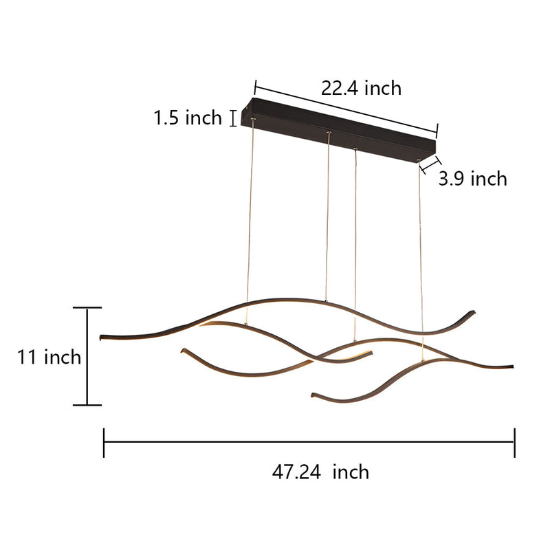 Designerska Lampa Sufitowa LED o Faliście Zakrzywionej Formie