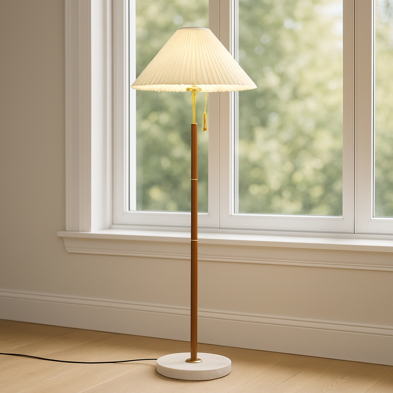 Drewniana Lampa Podłogowa Yrus Vintage z LED, Nowoczesny Design do Jadalni i Salonu, 168 cm, Ciepłe Światło 4