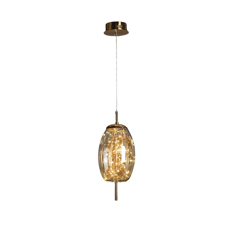 Elegancka Lampa Wisząca ze Szklaną Kloszem i Motywem Wróżki