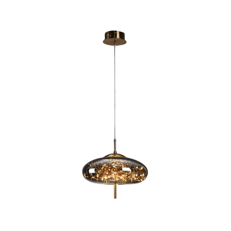Elegancka Lampa Wisząca ze Szklaną Kloszem i Motywem Wróżki