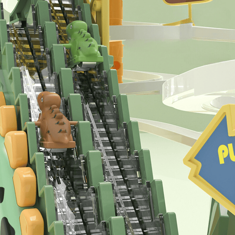 Trampolina dla dzieci z motywem dinozaura i konstrukcją pochłaniającą wstrząsy