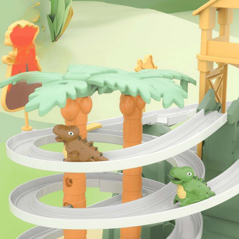 Trampolina dla dzieci z motywem dinozaura i konstrukcją pochłaniającą wstrząsy