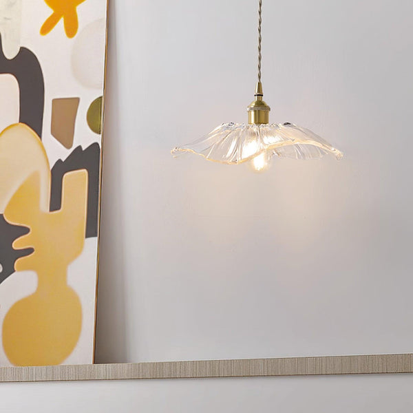 Romantyczna Lampa Wisząca z Kwiatowym Szklanym Abażurem
