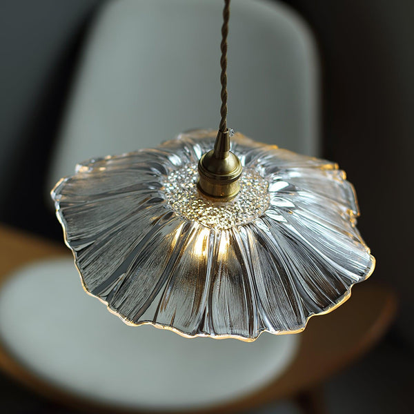 Romantyczna Lampa Wisząca z Kwiatowym Szklanym Abażurem