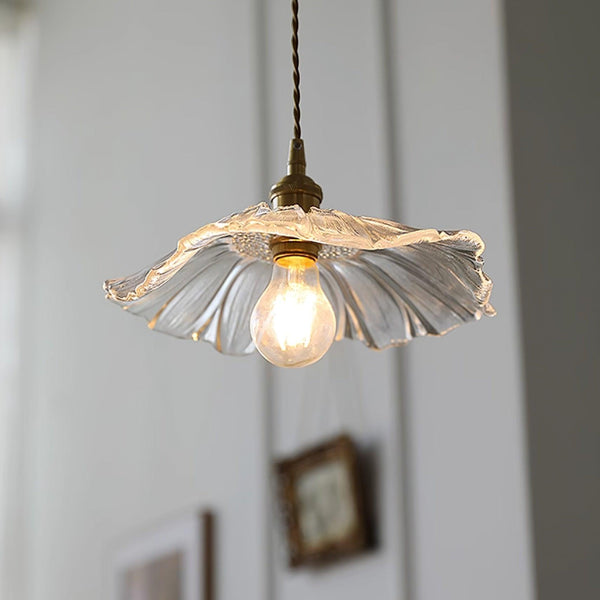 Romantyczna Lampa Wisząca z Kwiatowym Szklanym Abażurem