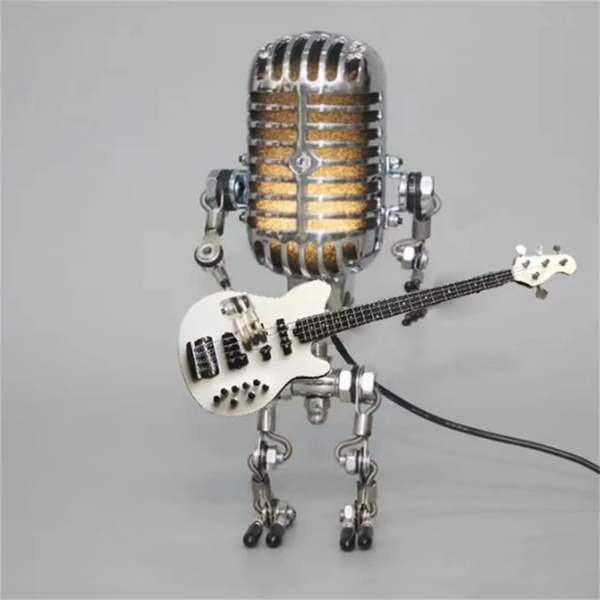 Designerska lampa stołowa robot z gitarą do nowoczesnych i kreatywnych wnętrz