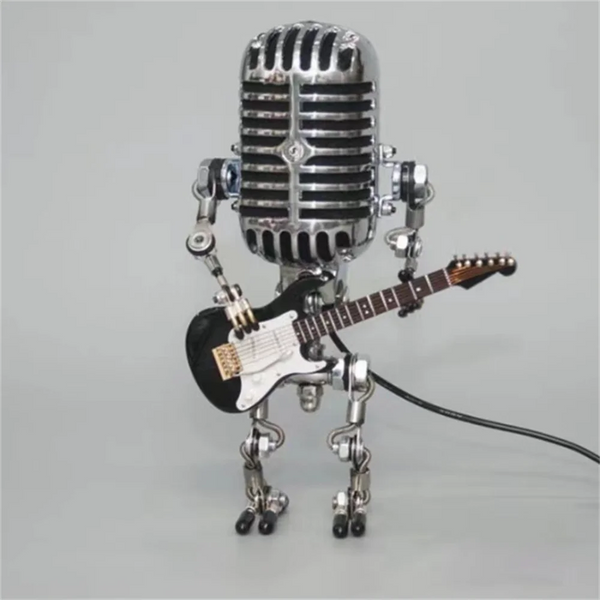 Designerska lampa stołowa robot z gitarą do nowoczesnych i kreatywnych wnętrz