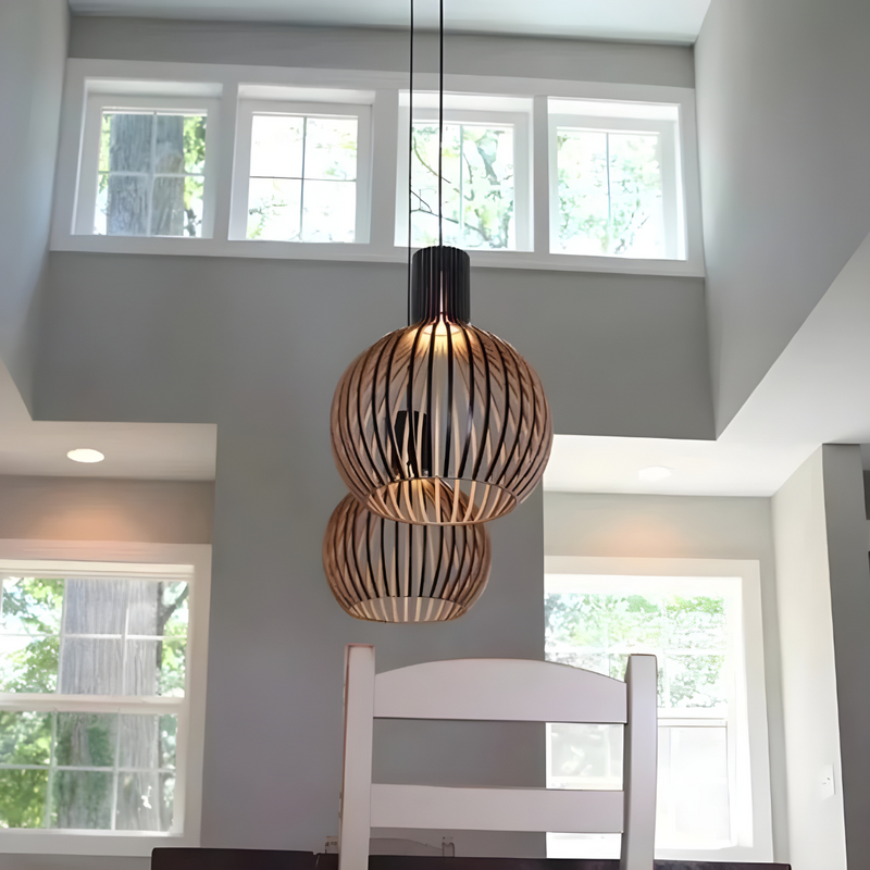 Stylowy bambusowy żyrandol do nowoczesnych wnętrz