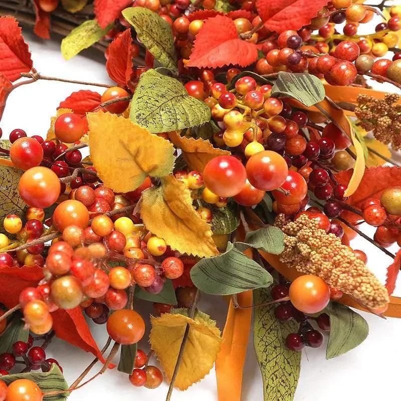 Jesienny Wieniec Drzwiowy z Jagodami i Szyszkami Sosnowymi – Naturalna Dekoracja na Halloween i Święto Dziękczynienia, 40 cm 3