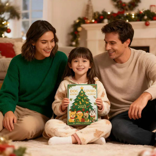 Kalendarz adwentowy dla miłośników psów z 24 niespodziankami o tematyce szczeniąt – wielokolorowy karton 30x20 cm 1