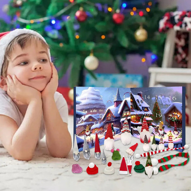 Kalendarz adwentowy z krasnalami świątecznymi na rok 2025 z 24 wyjątkowymi zawieszkami i pluszowymi figurkami dla dzieci – świąteczna dekoracja i odliczanie 2