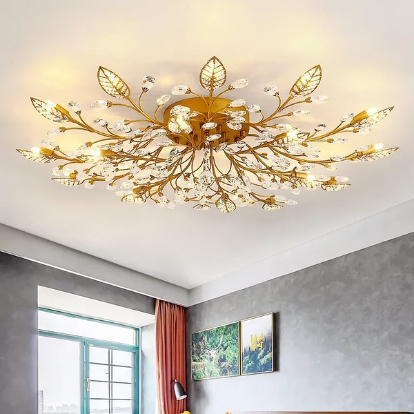 Kryształowa Lampa Sufitowa 100 cm – Elegancka Lampa do Salonów i Sypialni z Aluminium i Kryształem, Ciepłe Światło 3000K 1