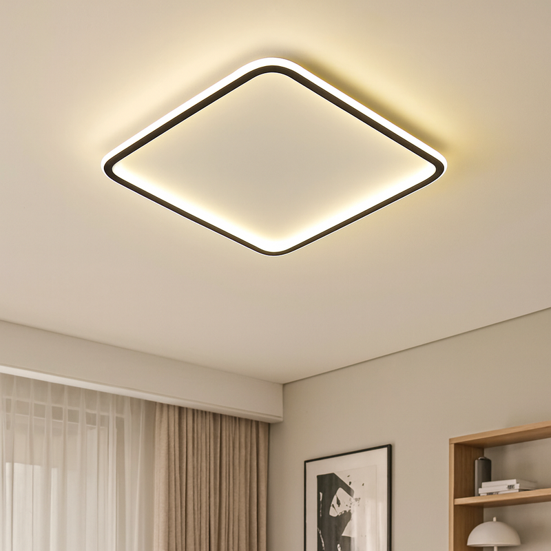 Kwadratowa Lampa Sufitowa LED w Stylu Skandynawskim – Elegancka do Salonu i Sypialni, Ciepłe Światło 3000K, Wymiary 40x40 cm 1