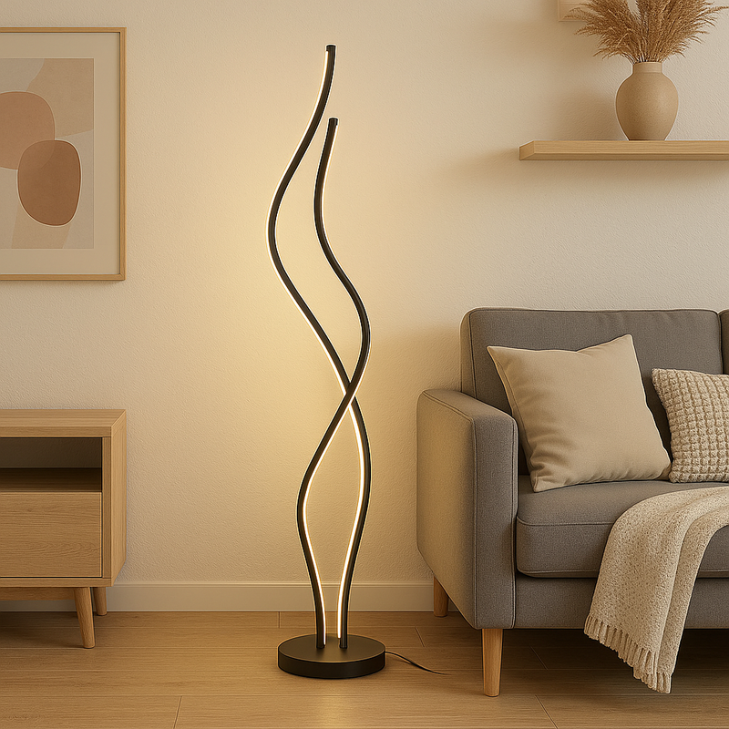 Lampa Podłogowa LED Czarna z Minimalistycznym Designem do Salonu i Sypialni – Lampa Stojąca do Czytania 2