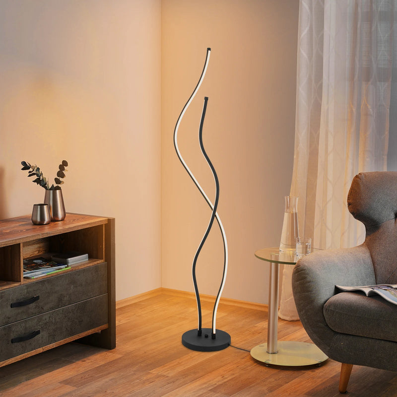 Lampa Podłogowa LED Czarna z Minimalistycznym Designem do Salonu i Sypialni – Lampa Stojąca do Czytania 3