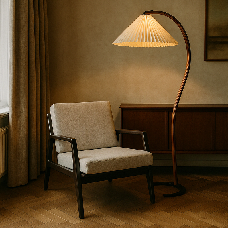 Lampa Podłogowa z Drewna Bukowego i Lniany Klosz – Skandynawski Design, Lampa Stojąca do Czytania, 150 cm Wysokości 4