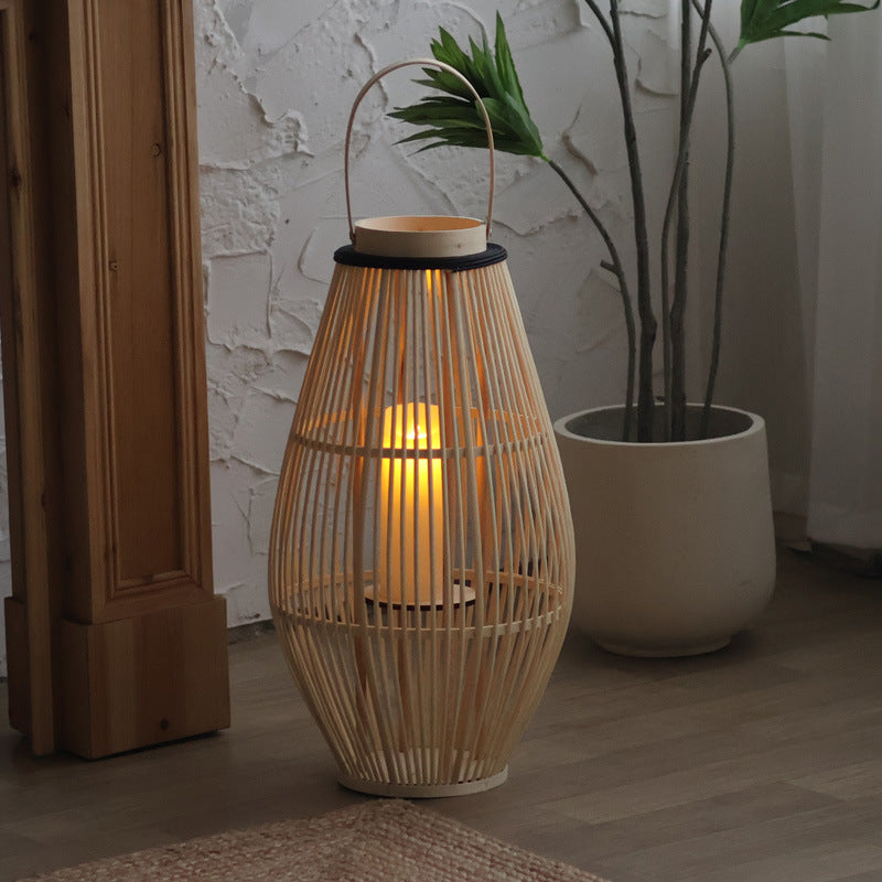 Lampa Stojąca z Naturalnego Bambusa do Salonu – Minimalistyczny Design i Przytulne Oświetlenie LED 5