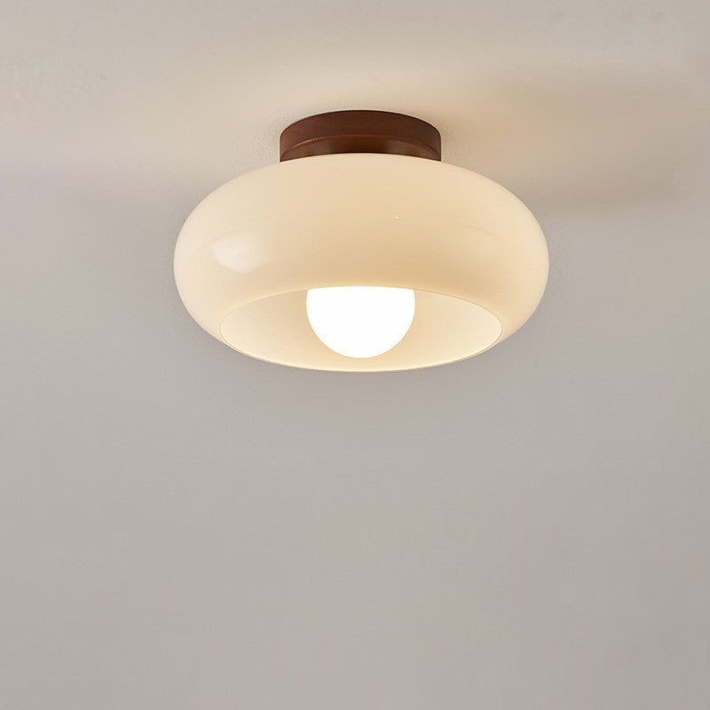 Lampa Sufitowa LED Bauhaus Kremowa z Szklanym Kloszem do Salonu i Sypialni - Nowoczesny Design, Miękkie Światło 0
