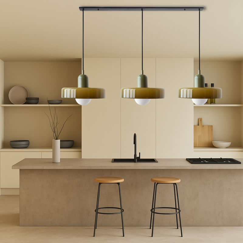 Lampa Wisząca Bauhaus z 3 Kapturami – Kolorowa Lampa do Salonu, Regulowana Wysokość, Nowoczesny Żyrandol nad Stół 6