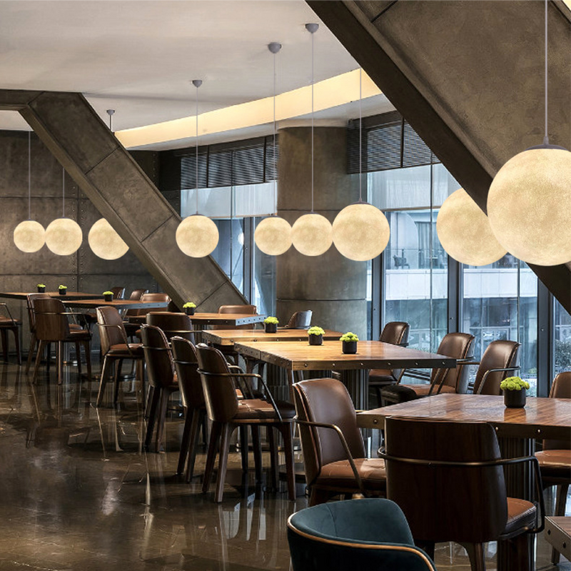 Lampa Wisząca Księżycowa z Bambusowym Kapturkiem – Nowoczesne Oświetlenie do Salonu i Sypialni, Lampy LED, Minimalistyczny Design 2