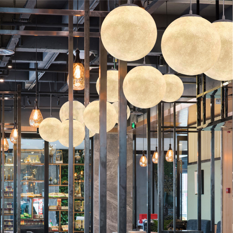 Lampa Wisząca Księżycowa z Bambusowym Kapturkiem – Nowoczesne Oświetlenie do Salonu i Sypialni, Lampy LED, Minimalistyczny Design 6