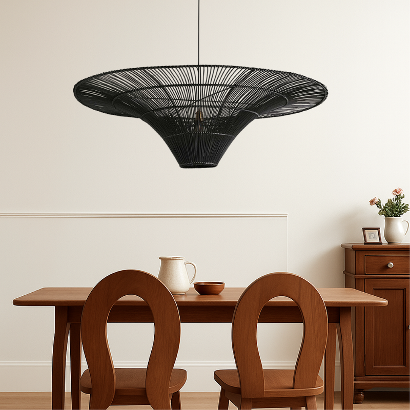Lampa Wisząca Seth z Rattanu – Nowoczesna Lampa do Salonu i Jadalni, Idealna Nad Stół, Minimalistyczny Design, LED 1