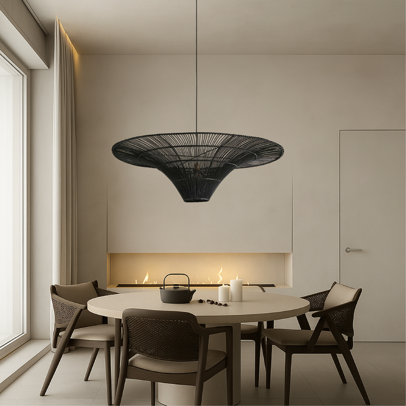 Lampa Wisząca Seth z Rattanu – Nowoczesna Lampa do Salonu i Jadalni, Idealna Nad Stół, Minimalistyczny Design, LED 3